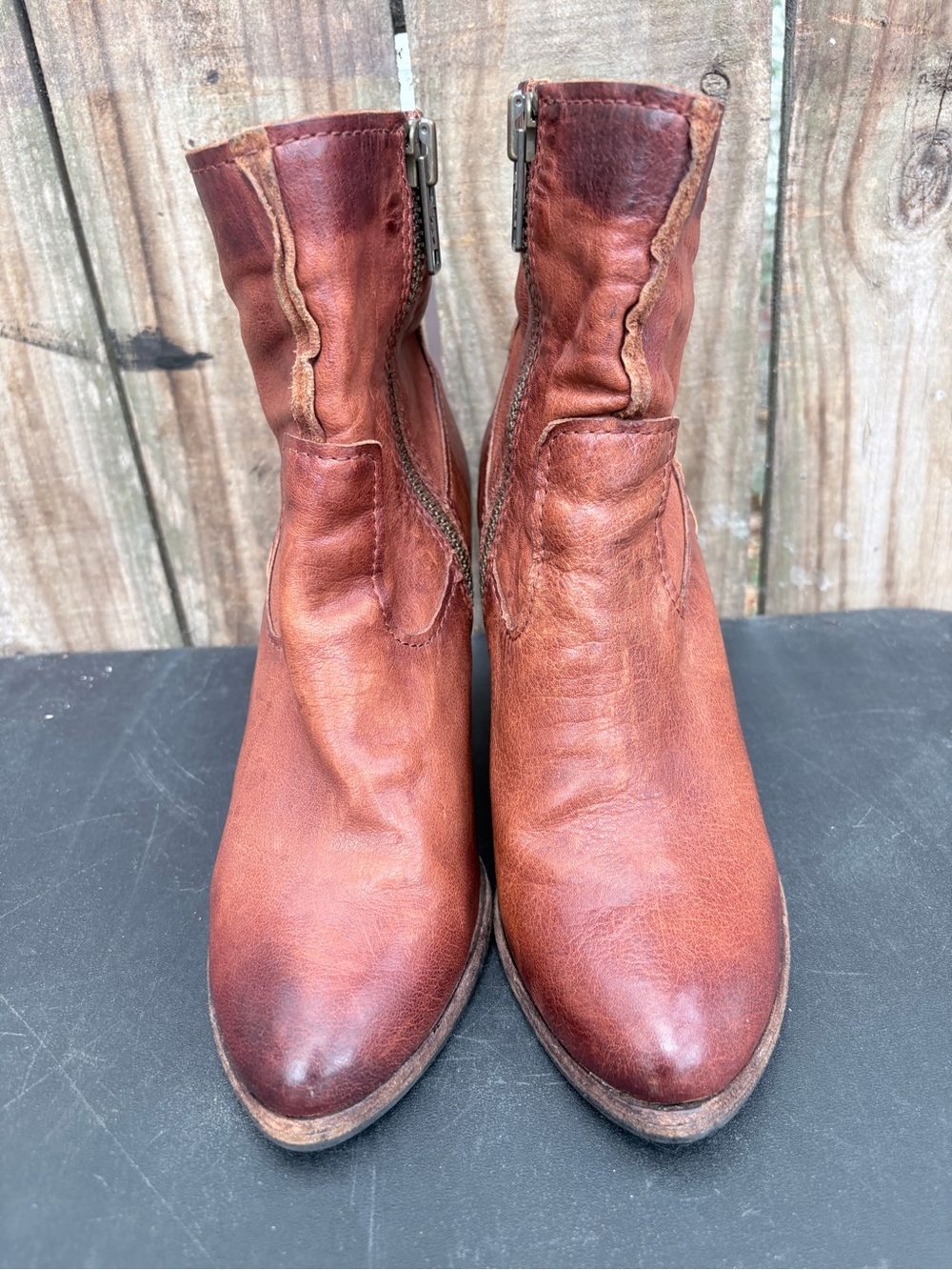 Frye Women's Leather Ankle Booties - Chestnut Brown 8.5